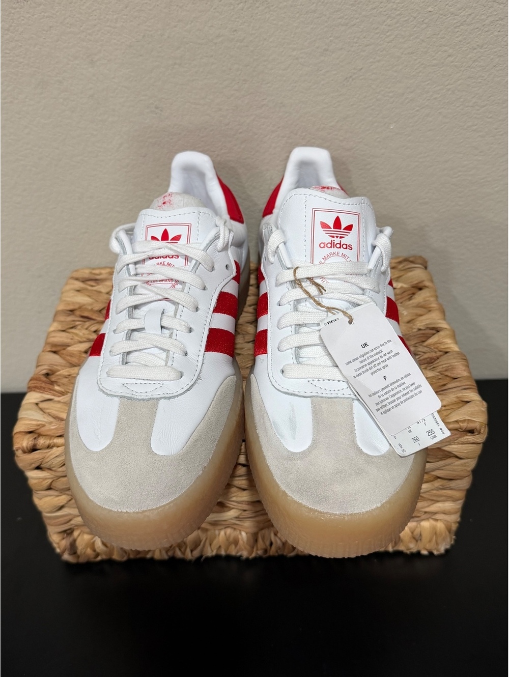 Size 9 - Adidas Women’s Sambae “White Scarlet Gum” - Picture 3 of 7
